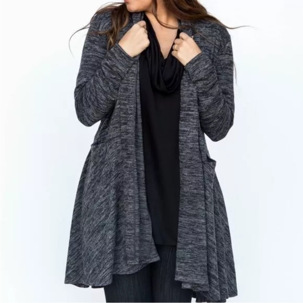 Agnes & Dora Gray Black Textured Knit Cardigan Sweater size Small